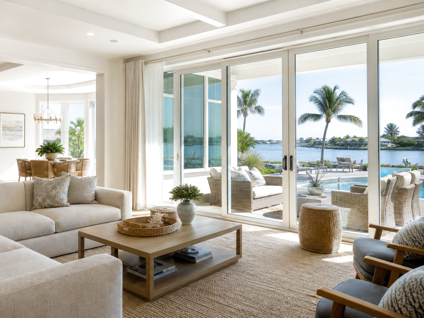 Coastal luxury interior with Gulf Coast light